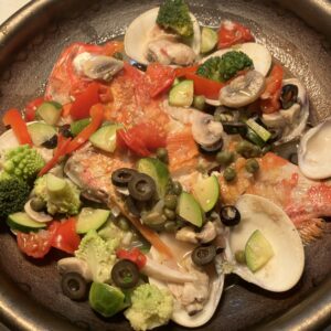 金目鯛と蛤のアクアパッツァ/かずさ和牛のグリエ/常連様/一年に何度ものご来店/感謝/ありがとうございます/オーベルジュ/千葉/鴨川/料理の美味しい宿