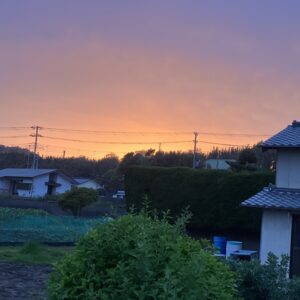 西の空に/久しぶりに見事な夕焼け/東の海にも反射してうすオレンジの空/自然は美しい/オーベルジュ/千葉/鴨川/料理の美味しい宿