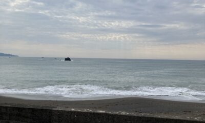 2026年5月14日/木曜日/本日のオルビス前の海と空/どんより曇り空/波は穏やか/オーベルジュ/千葉/鴨川