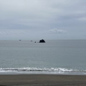2026年6月2日/火曜日/今朝のオルビス前の海と空/どんより曇り空/波は穏やか/台風🌀どうなる？/オーベルジュ/千葉/鴨川/料理の美味しい宿