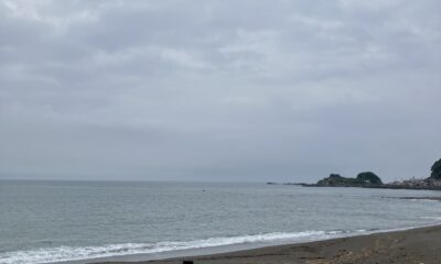 2026年6月20日/土曜日/今朝のオルビス前の海と空/梅雨時ならではのどんより空/波は穏やか#やや満潮/オーベルジュ/千葉/鴨川/料理の美味しい宿