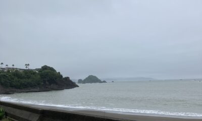 2026年6月28日/日曜日/台風一過ですが/本日のオルビス前の海と空/空はほんわかうす水色🩵/海は昨日の雨で茶色/オーベルジュ/千葉/鴨川