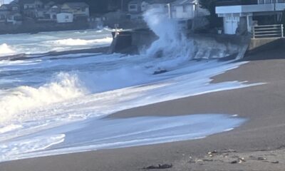 2026年10月11日/日曜日/本日のオルビス前の海と空/台風29.30号発生/まだ高波/オーベルジュ/千葉/鴨川